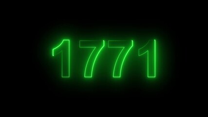 1771 Glowing Neon Line Text Animation, Powerful Abstract Neon Number Design in Stunning 4K Highlighting the Iconic and Important Year important date 1771.