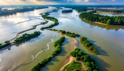 Obraz premium aerial view of the river