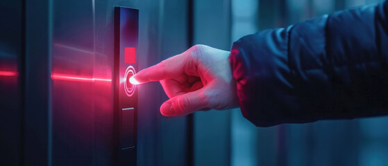 Manual unlocking of digital access, electronic protection by biometric key, lock shield button