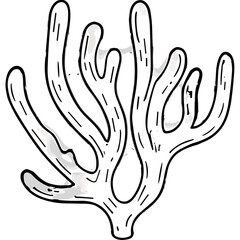 Obraz premium Stylized White Coral Branch Against Black Background Abstract Artistic Organic Form Scientific Illustration Underwater Life Marine Ecosystem