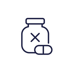 placebo line icon with pills bottle