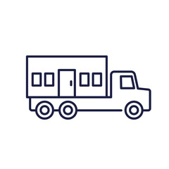 modular house on a truck line icon
