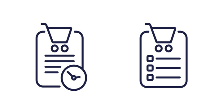 order history line icons, vector