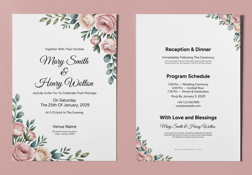 Flower Wedding Invitation Invite Card With Fall Florals