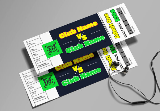 Modern Soccer Match Ticket Layout