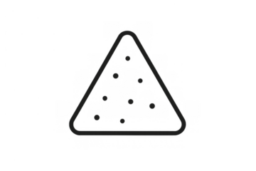 Tortilla chip line art icon representing a corn snack for food menus, web, and mobile app design, transparent background