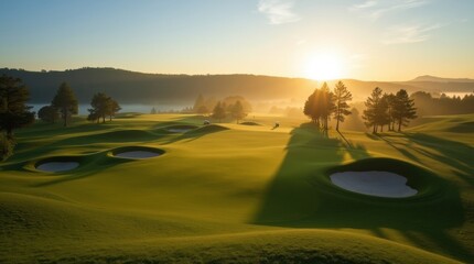 Fototapeta premium Campo de golf durante un suave atardecer