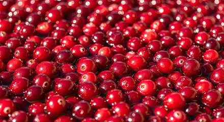Abundant fresh red cranberries floating in water during harvest showcasing their vibrant color and natural beauty ready for seasonal recipes and healthy consumption