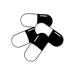 Capsules: Black and White Medication, Pharmaceutical Illustration