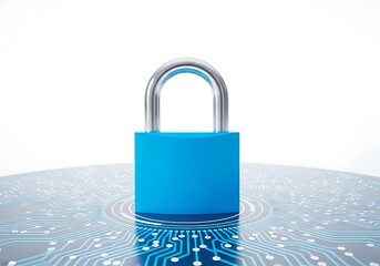 Secure digital lock on circuit board represents cybersecurity