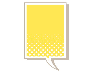 アメコミ吹き出し　ドット柄・カラフルな影　縦長四角　黄色