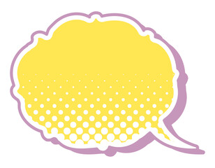 アメコミ吹き出し　ドット柄・カラフルな影　モコモコ　黄色