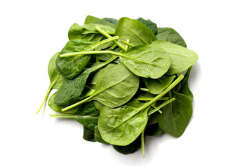 Spinach leaves isolated on white background