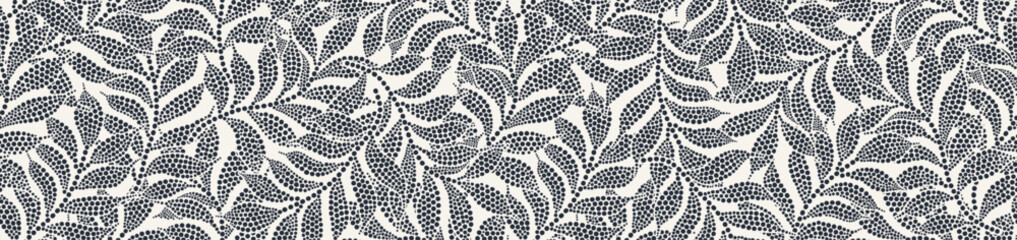 Abstract floral background with leaf seamless pattern with dotted flat style.  © andin
