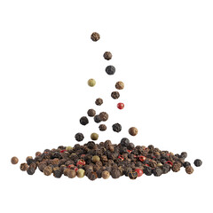 Pile of Falling Variety of Peppercorns Exhibiting Diverse Aromas Presenting Culinary Spices for Flavorful Cooking Seasoning