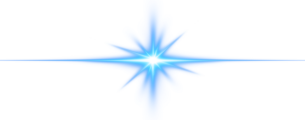 Star glow rays of blue light on transparent background.Overlay template light star png.	
