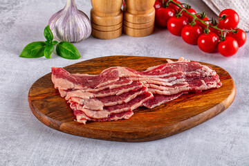 Raw beef marble bacon slices