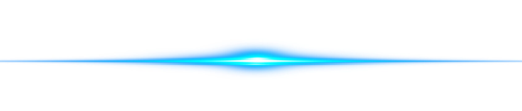 Horizontal Rays of blue light on transparent background.Laser beams png.	
