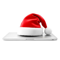 Laptop computer wearing seasonal winter hat