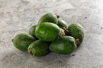 Fresh sweet juicy green feijoa fruit