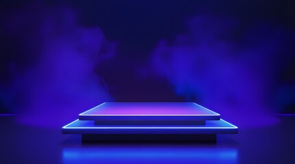 3d abstract neon light podium background