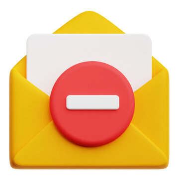 Remove Open Email 3D Icon Isolated On The Transparent Background