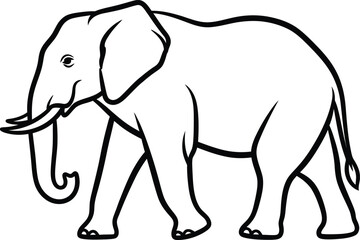 Obraz premium Simple outline drawing of an african elephant walking