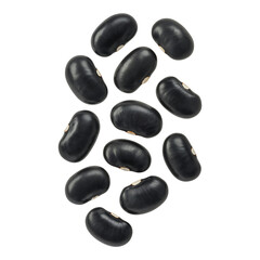 Scattered Black Beans Isolated on Transparent Background Showcasing Legume Used in Culinary Dishes and Vegan Cooking Styles