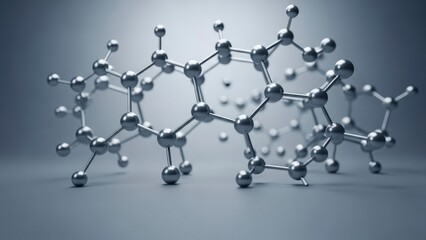 Abstract Molecular Structure with Metallic Spheres and Connecting Rods on a Gradient Background.