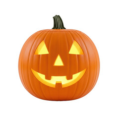 Glowing Jack-o'-lantern with a Carved Face and Stem on a Background Keywords: halloween, pumpkin, jackolantern, carved, spooky, scary, orange, glowing