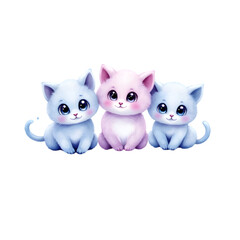 Kawaii Cloud-Shaped Animal Watercolor Clipart &ndash; Pastel Cute Cloud Panda, Bunny, Hedgehog, Owl, Fox, Seal, Kitten, Lamb, Elephant & Penguin &ndash; Soft Fluffy Pastel Creatures PNG