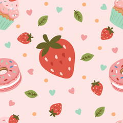 Seamless_Vector_Pattern_Cute_Strawberry_Donut_Cupcake
