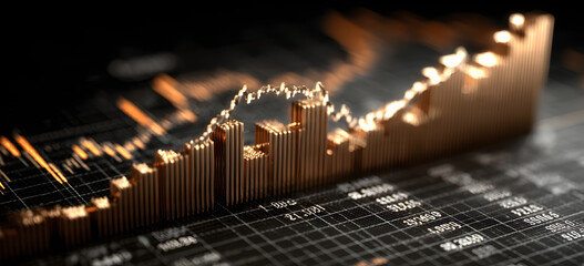 Financial growth indicators with positive trends showing values growth