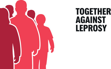 Together against leprosy community support silhouette for world leprosy day awareness