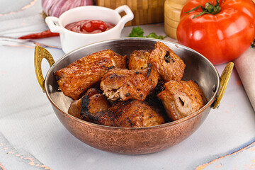 Grilled pork neck meat shashlik