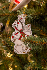 Decorative Horse Ornament Hanging on Christmas Tree