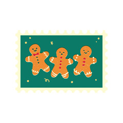 Festive Gingerbread Men on a Teal Background.