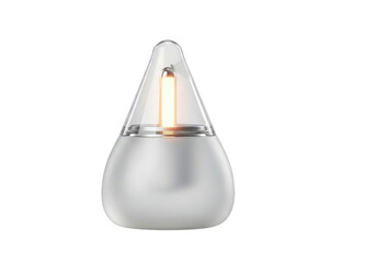 Modern teardrop shaped led lamp with glowing filament bulb isolated on transparent background for home decor and ambient lighting use cases