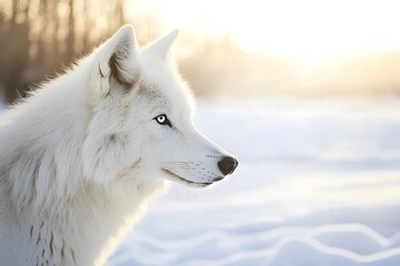 Obraz premium Stunning white wolf illuminated by sunlight high resolution picture
