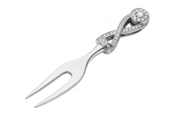 Luxury appetizer fork with diamonds isolated on transparent background, for elegant dining and gifting use cases