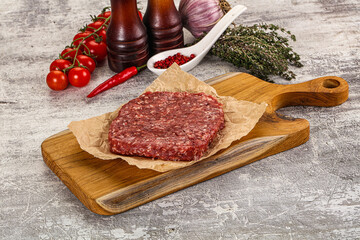 Raw beef burger cutlet for grill