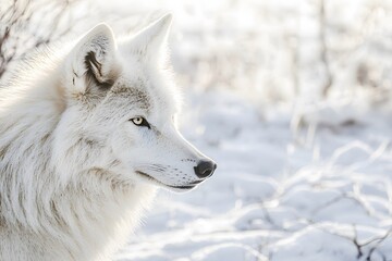 Obraz premium White wolf staring into frozen horizon high resolution picture