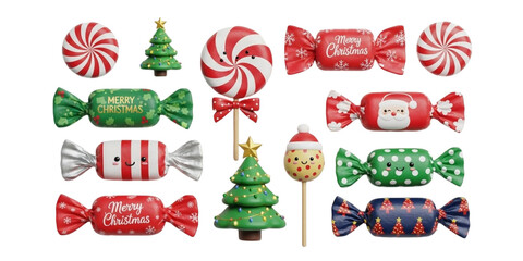 Assortment of Festive Christmas Candies and Lollipops with Character Designs whisk 691f90bc83e156e8c494973fe6d6a514dr isolated on a transparent background