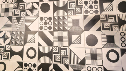 abstract background monochrome geometry white grey black tile pattern and design