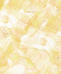 Alcohol ink golden yellow marble abstract texture watercolor with glitter, can be used for background, wallpaper, poster, card, invitation, brochure design