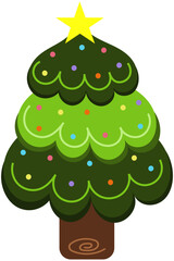 Simple Minimalist Cute Hand drawn Christmas Tree With Colorful Dots 