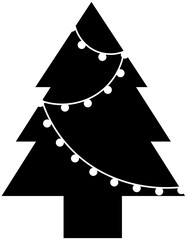 Simple Monochrome Black and White Christmas Tree Icon