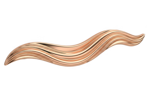 Rose gold metallic flowing wave isolated on transparent background for modern design elements, branding, and abstract art - Powered by Adobe