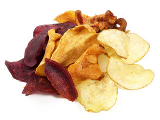 Vegetables - Mixed Vegetable Chips on white Background