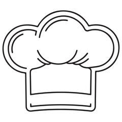 Simple Black Outline Chef Hat Drawing on White Background